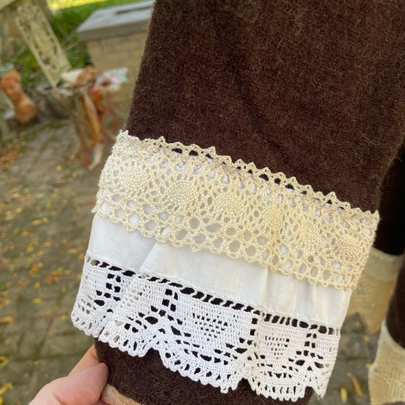 Handmade artsy boho sweater coat and embroidered cottagecore farm topper - Picture 7 of 11